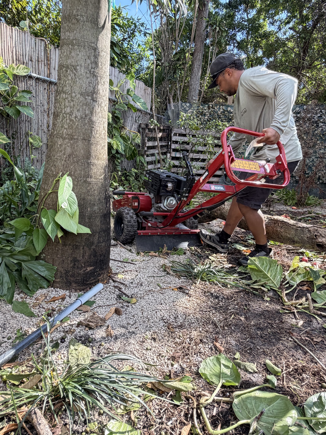 Preparing the yard for the privacy fence installation